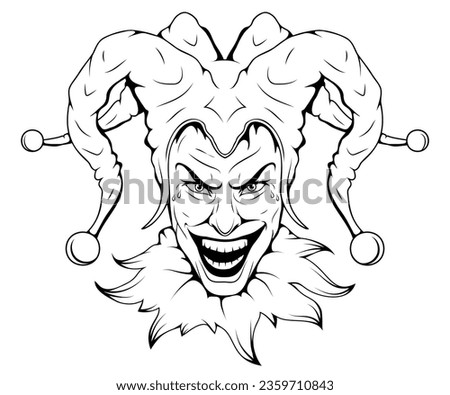 Joker face. Vector of Jolly Joker. Joker playing car