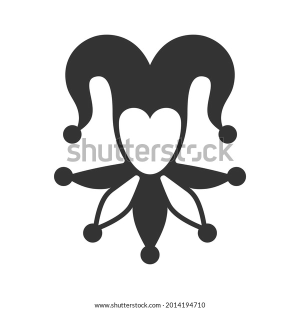 Joker graphic icon. Jester\
cap sign isolated on white background. Buffoon symbol. Vector\
illustration