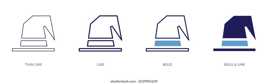 Joker hat cosplay accessory icon in 4 different styles. Thin Line, Line, Bold, and Bold Line. Duotone style. Editable stroke.