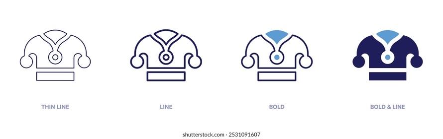 Joker hat decorations icon in 4 different styles. Thin Line, Line, Bold, and Bold Line. Duotone style. Editable stroke.