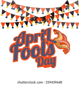 joker hat hanging text fool's day over white color background