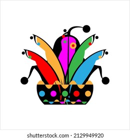 Joker Hat Icon, Funny Clown Icon Vector Art Illustration