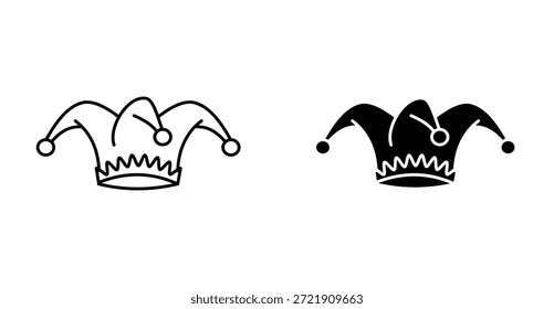 Icono de sombrero de comodín. Línea con trazo editable y plano para el Web