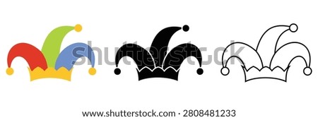 Joker Hat Icon Vector, Jester Cap Symbol, Carnival and Fool Costume Illustration