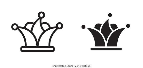 Joker hat vector icon set in black.