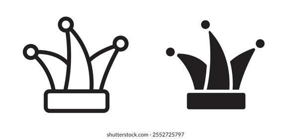Joker hat vector icon set black filled and outlined style.