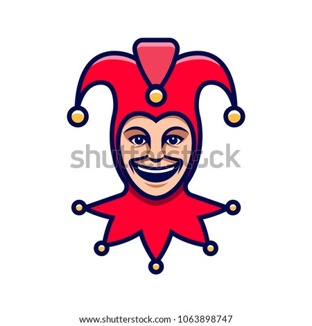 Joker head. Jester icon. Buffoon logo