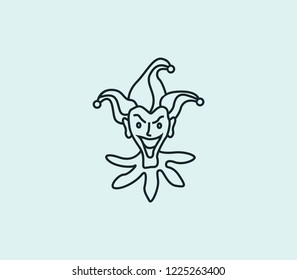 Joker icon line isolated on clean background. Joker icon concept drawing icon line in modern style. Vector illustration for your web mobile logo app UI design.