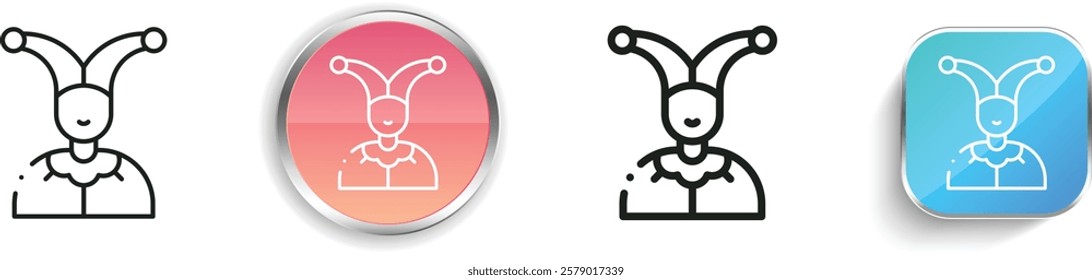 joker icon. Thin Linear, Regular and Button Style Design Isolated On White Background