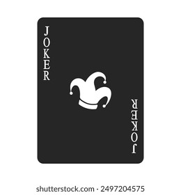 Joker with jester hat symbol playing card vector in black silhouette