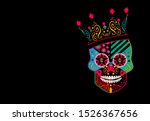 Joker king skull icon, neon colors background