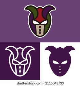 Joker knight mask vector doodle art