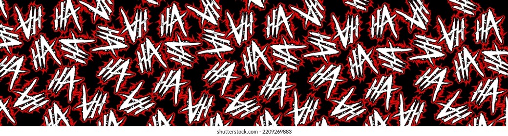 Joker laugh HA HA background. Laughter texture for Horror or Halloween. Trendy Gothic style design.Vector EPS 10