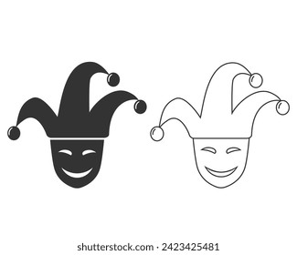 Joker line icon set flat vector sign