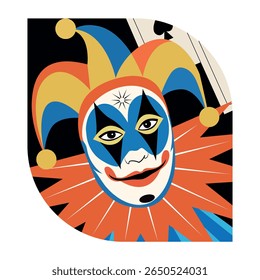 Joker mask illustration in flat style