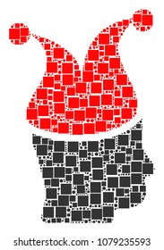 Joker mosaic icon of square figures and circles in variable sizes. Vector objects are grouped into joker mosaic design concept.