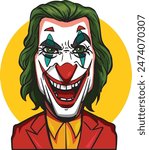 Joker movie film character icon handdrawn frightening cartoon sketch