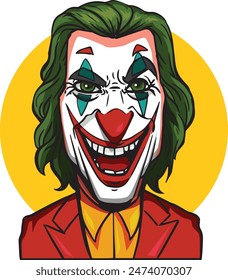 Icono de personaje de película de Joker dibujado a mano aterrador dibujo animado