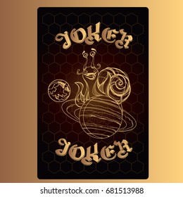 Joker. Playing card with original design on the theme of space.
