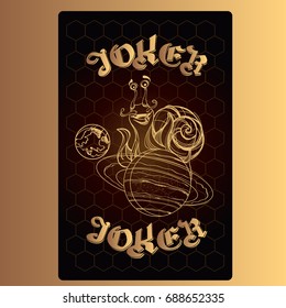 Joker. Playing card with original design on the theme of space.