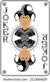 The Joker playing card in steampunk style. Vector illustration.