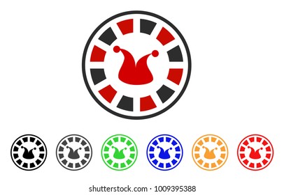 Joker Roulette icon. Vector illustration style is a flat iconic joker roulette symbol with grey, yellow, green, blue, red, black color versions. Designed for web and software interfaces.
