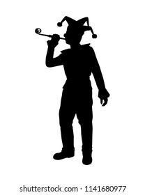 Joker silhouette vector. Entertainer.