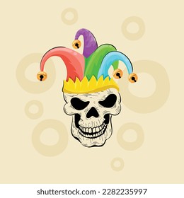 Joker skull hand drawn illustration 