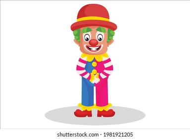 Joker is smiling. Vector graphic illustration. Individually on white background.