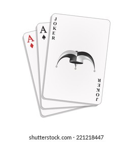 Joker with spades and diamonds ace 