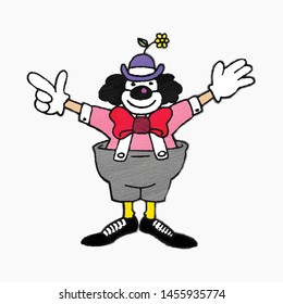 Joker spreads arms vector image painting with crayon by children