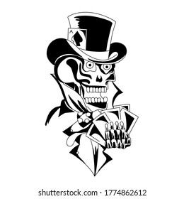 joker style skull tattoo design. vector illustration