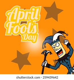 joker and text for fool's day over orange color background
