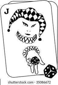 Bromista lanzando dados desde dentro de una carta de juego
