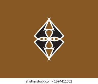 Joker. The two pyramids in the up and down and the center joker face created. Logo, identity, spa and salon etc. 