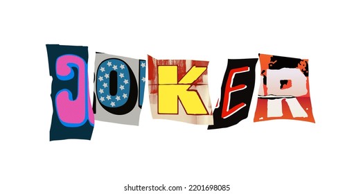 Joker. Vector colorful punk style typography lettering and font for grunge flyers and posters designs or ransom notes.