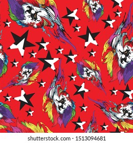 joker with vivid rainbow and card seamless pattern typhography with colorful  and background