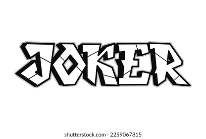 Joker word trippy psychedelic graffiti style letters.Vector hand drawn doodle cartoon logo Joker illustration. Funny cool trippy letters, fashion, graffiti style print for t-shirt, poster concept