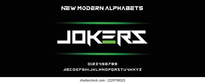 JOKERS Modern Bold Font. Regular Italic Number Typography urban style alphabet fonts for fashion, sport, technology, digital, movie, logo design, vector illustration