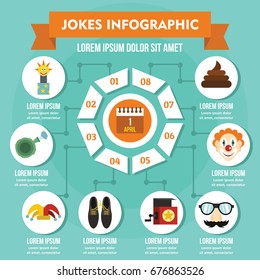Jokes infographic banner concept. Flat illustration of jokes infographic vector poster concept for web