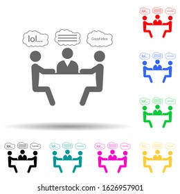 jokes at the table multi color style icon. Simple glyph, flat vector of conversation and friendship icons for ui and ux, website or mobile application