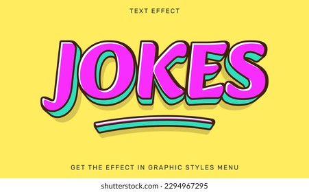 Jokes text effect template in 3d style. Suitable for brand or business logos