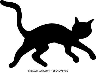 Joking cat vector silhouette drawing