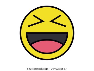 Joking emoticon icon on white background.