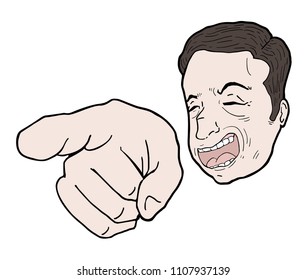 Joking man pointing