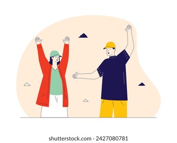 Joking and playing with brother, happiness vector illustration.