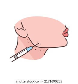 Jolie's corners color line illustration. Hyaluronic injection. Cosmetology skin care concept. 