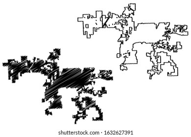 Joliet City, Illinois (United States cities, United States of America, usa city) map vector illustration, scribble sketch City of Joliet map
