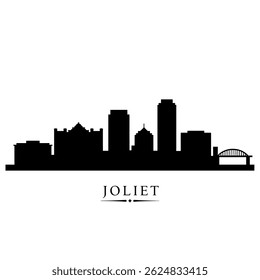 Joliet Illinois Skyline Silhouette Black Cityscape.