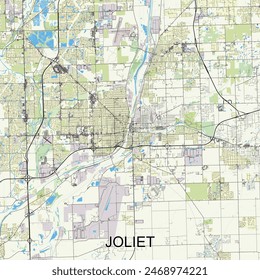 Joliet, Illinois, United States map poster art